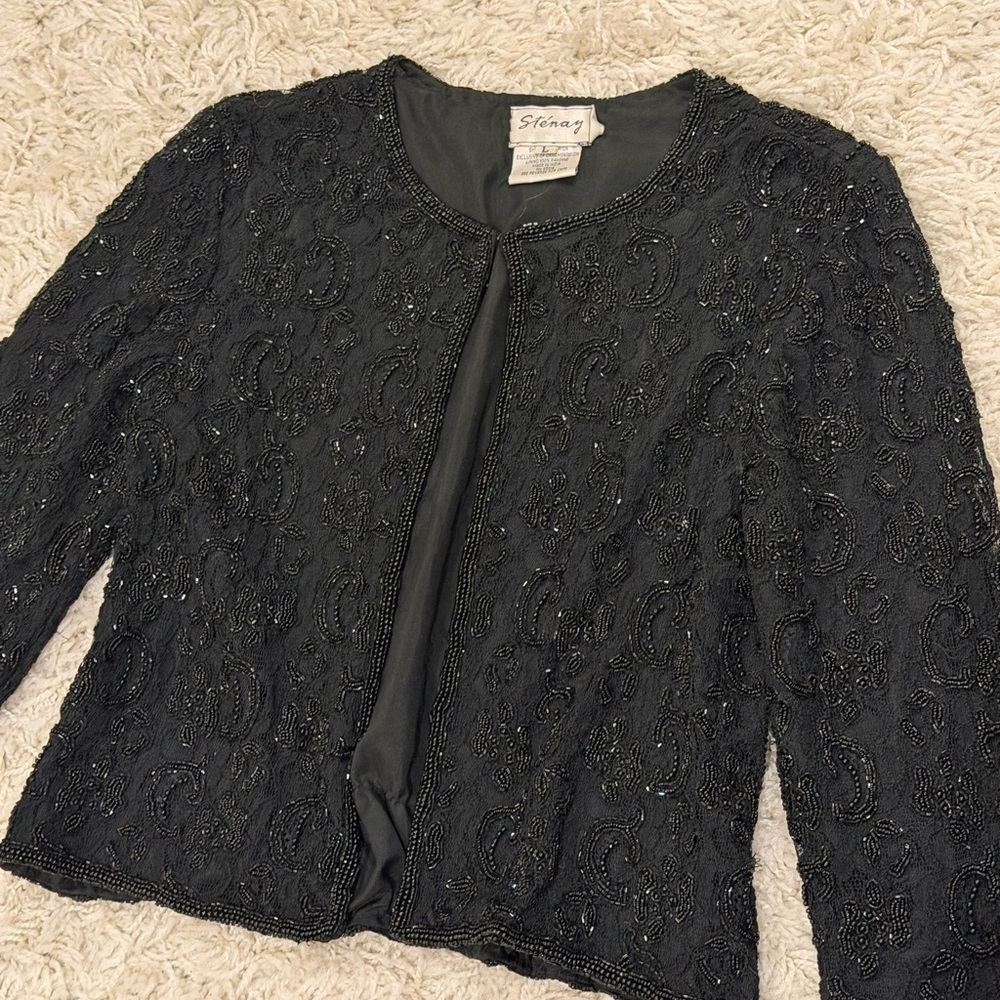 Vintage black sequin blazer top